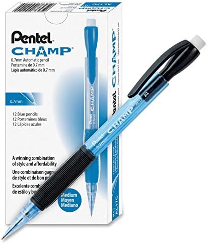 Lápis mecânicos do campeão Pentel, 0,7 mm, barril azul, 12 contagens