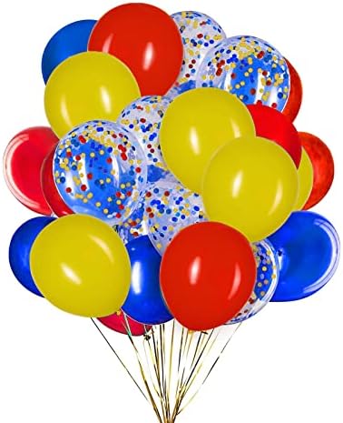 Balões azuis e amarelos, balão de confete amarelo azul para decorações de festas, 12 polegadas, pacote de 50