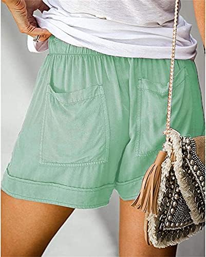 Shorts de cordão de verão para mulheres complicações de cintura elástica e elástica