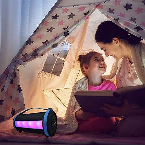 AXESS SPBT1054 Alto-falante recarregável portátil Bluetooth com painéis iluminados por LED e RGB e rádio FM embutido, marrom