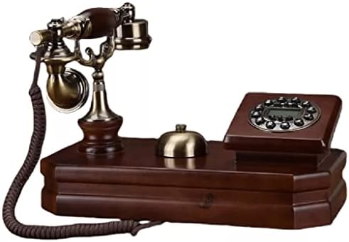 LEPSJGC Antigo Telefone fixo da moda antiga Bell Mechanical Bell Pastoral Retro Office Solid Wood Linefline Telefone