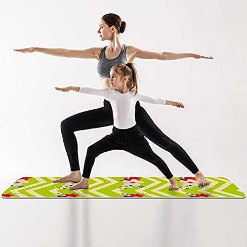 Exercício e fitness de espessura sem escorregamento 1/4 tapete de ioga com floral com listras verdes zag zag impressão para ioga pilates e exercício de fitness piso