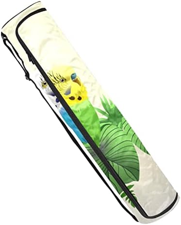 Portador de saco de tapete de ioga com alça de ombro ajustável, perigo verde e azul em folhas, 6,7x33.9in/17x86 cm de mato