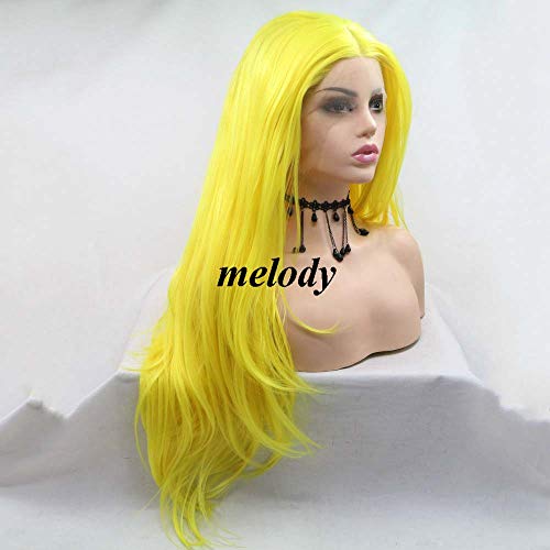 Melody Wigs Brilhas de peruca amarela brilhante Lace amarela de renda amarela para mulheres perucas de cabelo longas perucas retas longas fibras resistentes ao calor perucas de cabelos longos perucas de cosplay Wigs24 …