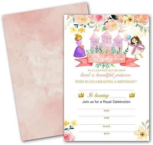 Convites de festa de aniversário do Princess Castle 25 cartões com envelopes, chá de bebê/ gênero revelam festas/ festa
