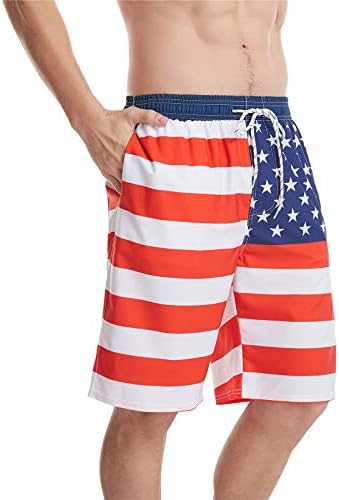 EUA 4 de julho Shorts masculinos da cintura American Flag American Prind Walking Summer Roup com bolsos