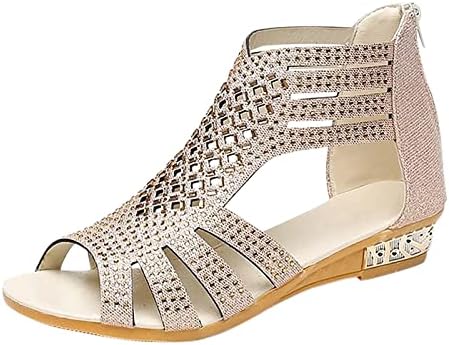 Sandálias getBee para mulheres elegantes, sandálias boho sandálias femininas baixas peep dedo do pé embrulhado Sexy Glitter