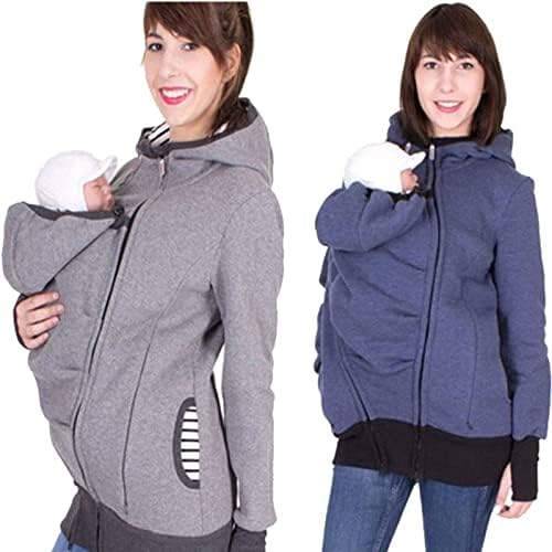 Hobekrk Sweatshirt Roupas de streetwear Cardigan de algodão feminino com capuz com cardigan capô com bolsa de bebê removível