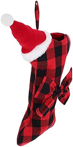 Kesyoo Dog Bone com Bow Bowknot Christmas Stocking Polyster Gift Bag Decor para decoração de natal para decoração