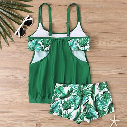 Women Tankini Set Cutout Blouson Blouson 2 peças Biquíni Biquíni Set Bohemian Vintage Double Strap Athletic Bikini