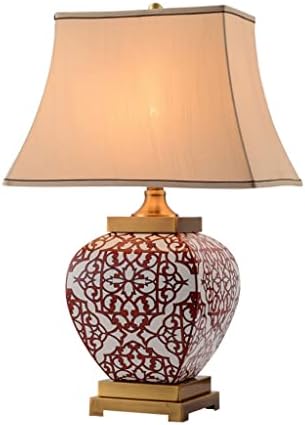 Lysldh chinês vermelho branco cerâmica lâmpada para sala de estar lâmpada de cabeceira de cabeceira