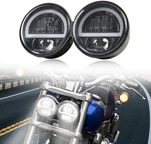 Eisutor Dual LED faróis para Fat Bob 08-19, Luzes frontais de farol de LED atualizadas com luzes de giro de feixe