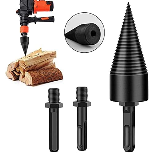 Log Wood Splitter Brill, broca removível de lago para lenha, driver de cone para parafuso de serviço pesado com 3 pcs hastes para broca elétrica de mão