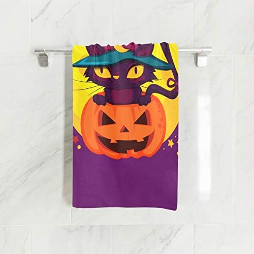 Sinstour Happy Halloween Gato Toalhas para o banheiro Decorativo Hand Hand Hand