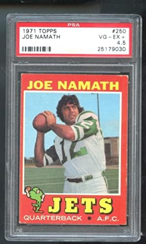 1971 Topps 250 Joe Namath PSA 4.5 Cartão de futebol classificado NFL New York Jets - Cartões de futebol não assinados