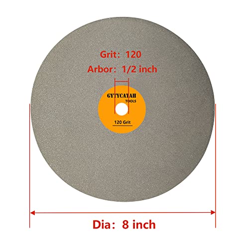 Gytycatah Diamond Plat Lap Disc, 8 x 1/2 Arbor 120 Grit, Roda de volta com revestimento de diamante para gemia de pedra de cerâmica