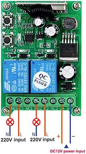 2 canais, interruptor de controle remoto de tensão larga multifuncional 12V 24V 36V 48V DC AC AC Wireless Control Switch Lâmpada Motor