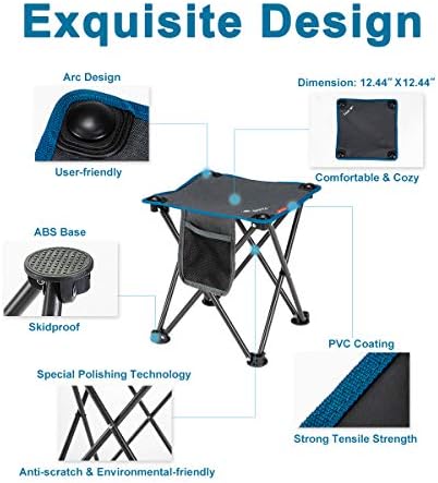 Bancas de acampamento Yolafe, bancos portáteis leves e leves com bolso lateral, se instalam em 1 segundos, dobrando banquinhos para