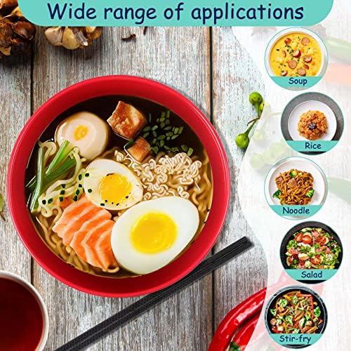 Meekoo 6 sets japoneses ramen tigela 41oz ramen tigela asiática chinesa grande ramen macarrão tigela melamina tigela com tigelas de mergulho colheres de pauzinhos e pauzinhos de pauzinhos para udon soba macarrão asiático