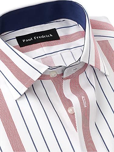 Paul Fredrick Men's Classic Fit Fit não-algodão listra camisa