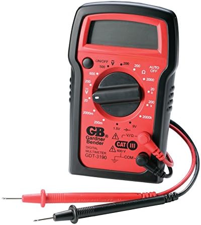 Gardner Bender GDT-3190 Multímetro digital, 4 função, 14 intervalo, tensão CA/CC, resistência e bateria, variação