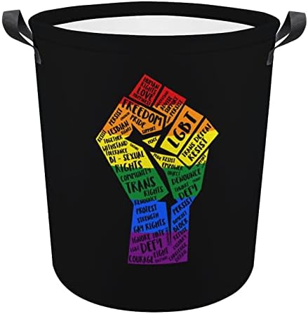 Cesta de lavanderia de punho de orgulho LGBT com alças redondas de cesta de armazenamento de lavanderia dobrável para banheiro