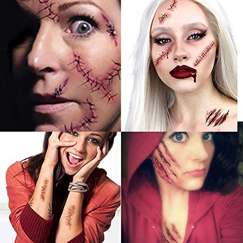 12pcs Halloween Prank maquiagem Tatuagem temporária, adultos crianças palhaçar