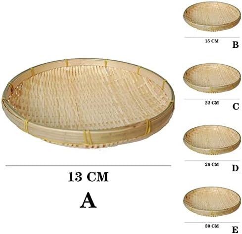 Allmro Café da manhã na cama Bandeja artesanal de tecelagem de jangada redonda de pão decorativo de frutas cesta de cozinha bandeja