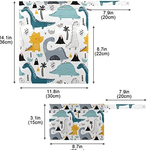 Zzxxb adorável dinossauro bolsa de pano molhado de dinossauro à prova d'água bolsa de pano reutilizável saco seco com zíper para viajar