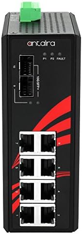 Antaira LNX-1002G-10G-SFP Industrial Industrial porta Switch Ethernet não gerenciado, slots duplos de 10g SFP+, montagem