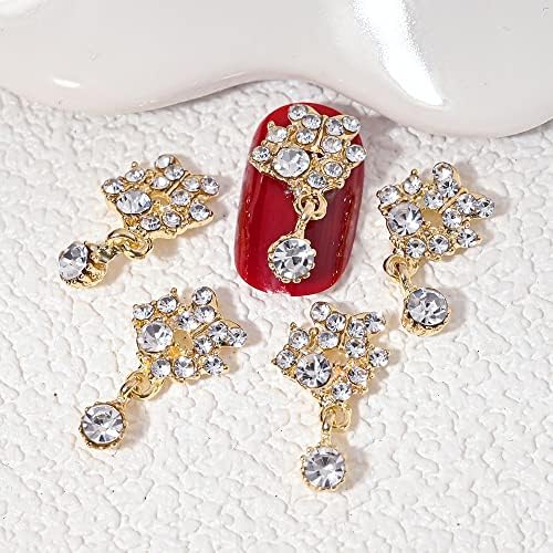 10pcs liga de cristal cidadãos de unhas de luxo Flores de diamante Tassel 3d Metal Nails Rhinestone Decorações DIY Manicure