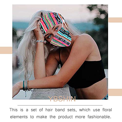 Ybshin boho bandau bandeira de cabeça de cabeça de leopardo com botões para máscara enrolada bandas de cabelo de cabelo de ioga acessórios de cabelo florais de turbante para mulheres e meninas