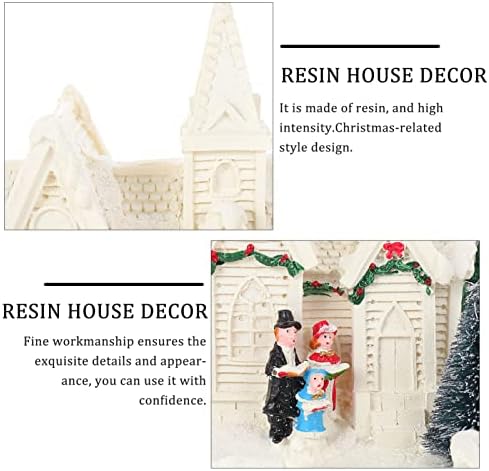 Decoração de casa de Natal da vila de Natal: estatueta de resina colecionável cena de natal da vila de casas da cidade com o