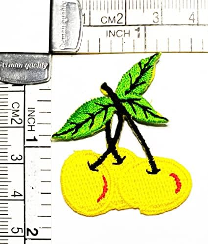 Kleenplus 3pcs. Mini remendo de frutas de cereja amarelo manchas bordadas para vestir jeans jaquetas chapéus mochilas de costura de costura reparo decorativo