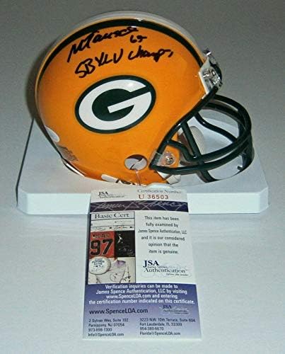 Packers Mark Tauscher assinou mini capacete com SB XLV Champs JSA CoA Autograf
