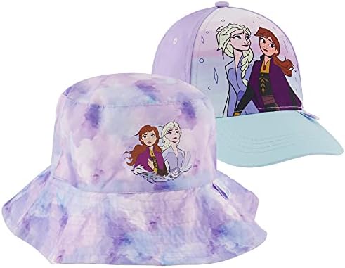 Capéu de balde congelado da Disney e boné de beisebol, Elsa e Anna Toddler Sun Hat por idades 2-4