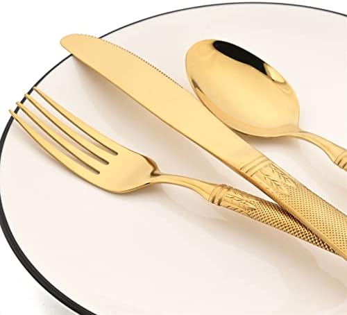 4pcs Wheat Orends Padrão Contos de mesa de mesa Conjunto de tabela 304 Faca de aço inoxidável Faca de garfo de jantar Decoração