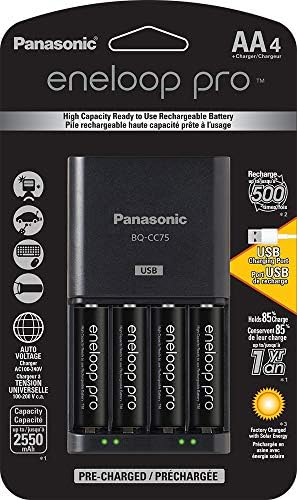 Panasonic K-KJ75KHC4BA Carregador de bateria avançado com porta de carregamento USB e baterias recarregáveis ​​de alta capacidade