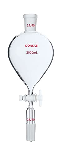 Donlab EBG2000 Glass 2000ml Funil de separação em forma de globo 24/40 juntas com ptfe stopcock