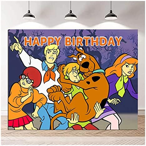 Cartoon O que há de novo Scooby Doo Photography Background 5x3ft for Kids Scooby Tema Feliz Aniversário Festa de Bolo Decoração de