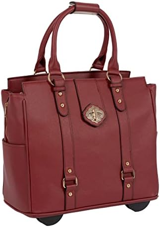 JKM & Company Rolling Laptop Computer Wheels - The Executive - Taupe Briefcase Carryall Tote Bag for Women