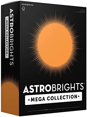 Astrobrights Mega coleção, cartolina colorida, laranja brilhante, 320 folhas, 65 lb/176 gsm, 8,5 x 11 - mais folhas!