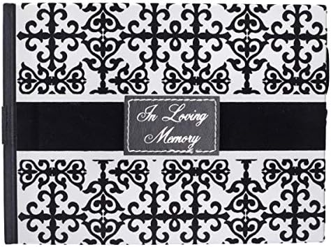 In Loving Memory Guest Book - Black and White Flocked Cover Design - Livro de Condolências, Livro de Convidados Funerários, Livro