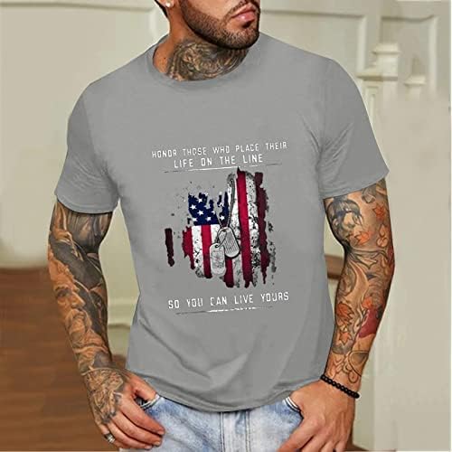 HDDK Soldier Soldier Camisetas patrióticas de manga curta, verão American Flag Print Crewneck Independence Day Casual Tee Tops