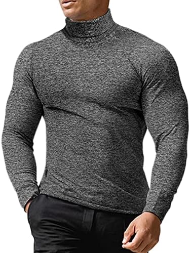 BabioBoa Men Slim Fit Fit Turtleneck Cades T Térmica Pullover Térmico Topo Top Casual Manga Longa Camisola de Pullover