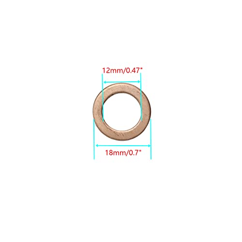 Semetall 50pcs Lava -lavadoras de sortimento, lavadoras planas, 12 mm de diâmetro interno, 18 mm de diâmetro externo