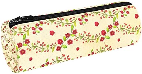 Decoração floral vermelha Caso de lápis Estudante papelaria bolsa de zíper com maquiagem de maquiagem Bolsa de cosméticos