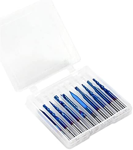 10 PCs Nano azul nano carboneto sólido gravura bit de 3,175 mm Nariz de bola de haste com espiral de flauta única e fundo liso CNC