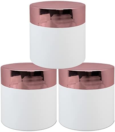 Zenvista | 5 pacote | 3,3 onças/100ml | Jarro de estimação de parede dupla redonda vazia com lindas tampa de ouro rosa e revestimentos