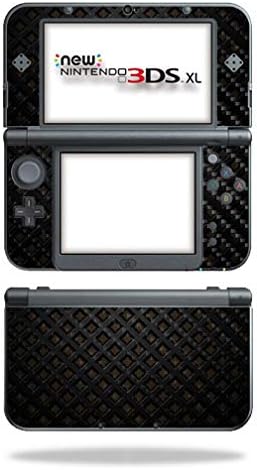 Mightyskins Skin Fiber para Nintendo Novo 3DS XL - couro preto | Acabamento protetor de fibra de carbono texturizada